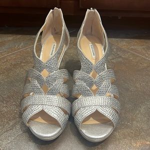 Silver Heels, 9.5 M, 3” heel, Never Worn!!!!